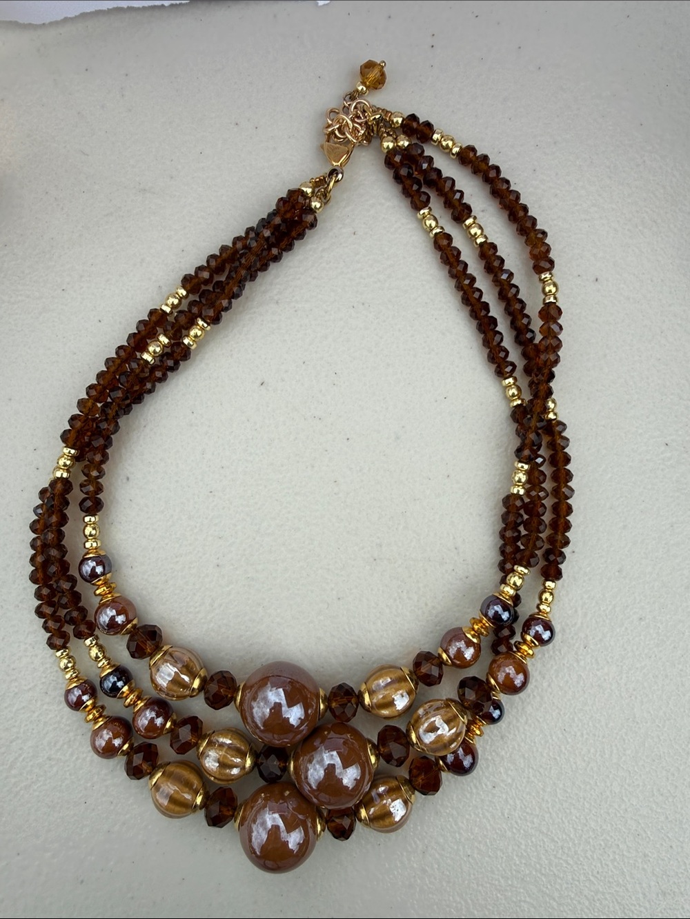 Brown Multi-Strand Beaded Statement Necklace